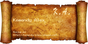 Kemendy Alex névjegykártya